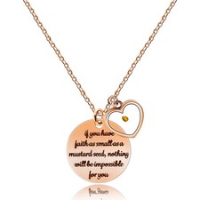 Stainless Christian Necklace Engraved If You Have Faith as Small a Mustard Seed,