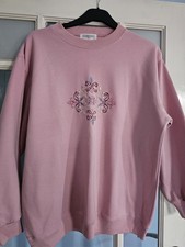 FABRIZIO PALE PINK  EMBROIDERED SWEATSHIRT - SIZE MEDIUM LARGE