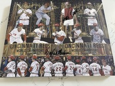 Big Red Machine 75/76 World Series Canvas Painting Autographed by Johnny Bench