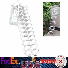 882 LBS White Wall Mounted Folding Loft Ladder Stairs Attic Ladder Loft Stairs