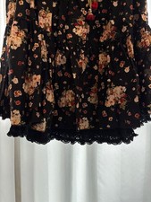 Pink House Floral Fuss Skirt Black