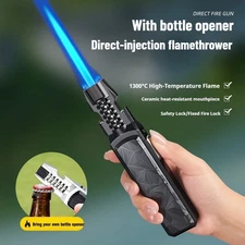 Torch Lighter Windproof Outdoor BBQ Kitchen Tool with Bottle Opener Safey Lock