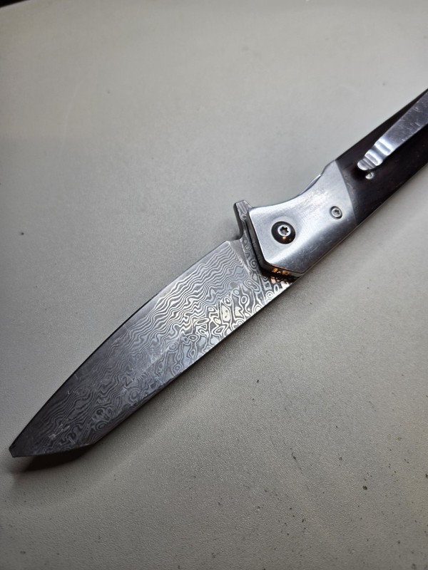 Damascus Style Folding Pocket Knife
