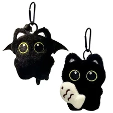 Black Cat Bag Charm, Cute Cat Plush Keychain, Black Cat Gifts for Handbags Backp