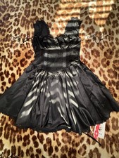 CIDER Black Satin Corset Lace-Up Back Sweetheart Fit & Flare Mini Dress M