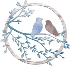 KOYILTD Bird Wall Decor Metal Birds on Tree Branch Art Farmhouse 