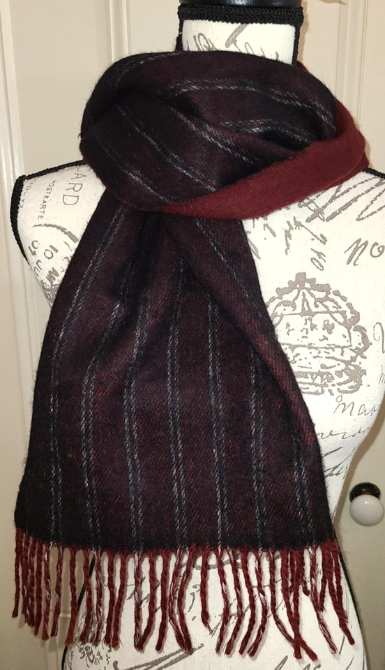Bufanda de lana merino gris carbón y granate Christian Dior Monsieur de colección - DAÑOS Foto 4 de 4