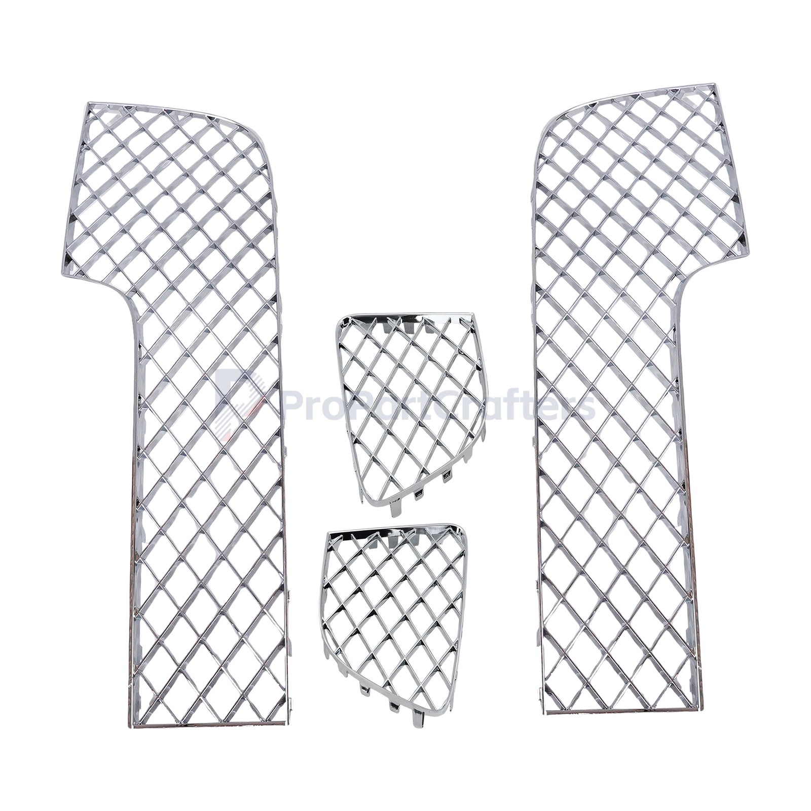 NEW 4PCS Bumper Lower Mesh Grille Chrome For Bentley Continental GT GTC 12-15
