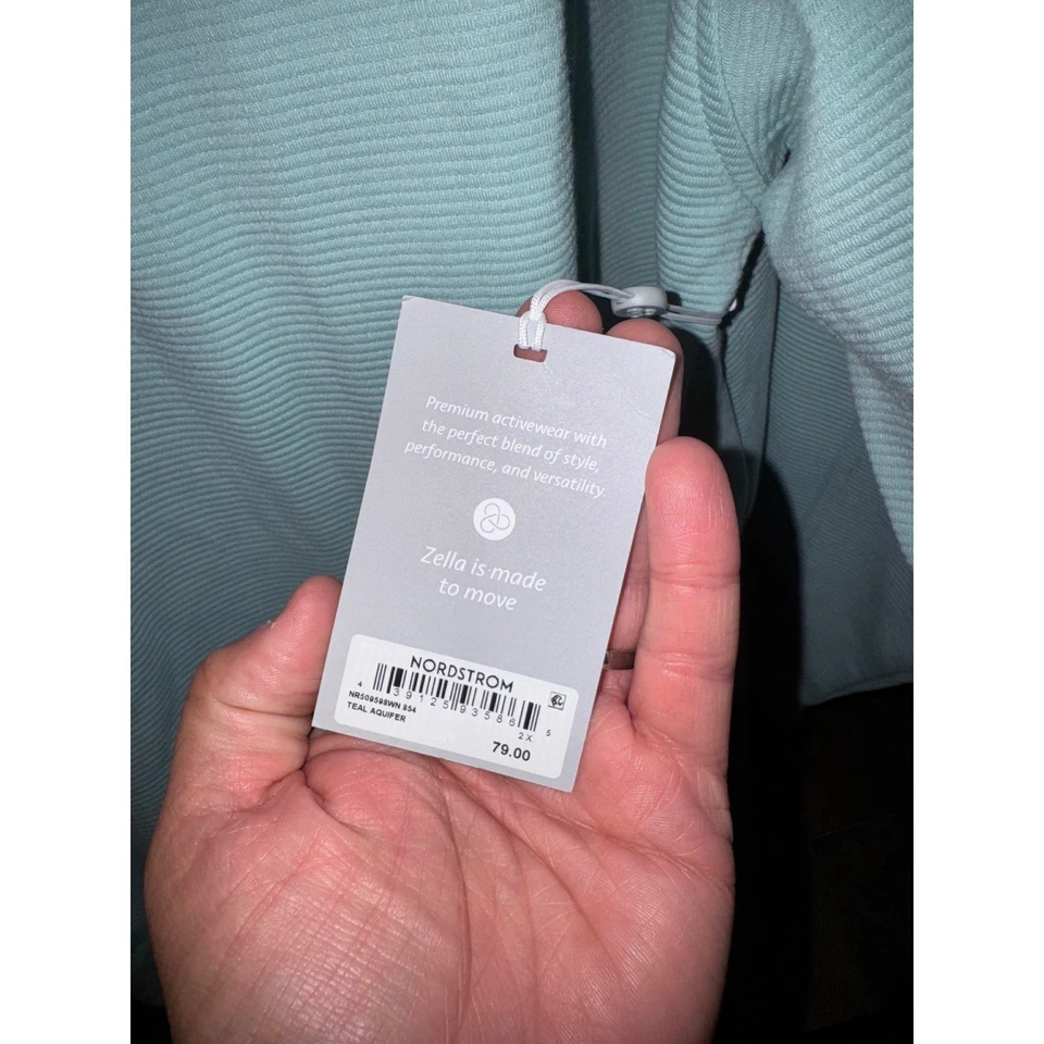 Sudadera Pullover Zella Para Mujer 2X Verde Azulado Acanalado Cuarto Cremallera Atletismo Nueva con Etiquetas Foto 3 de 4