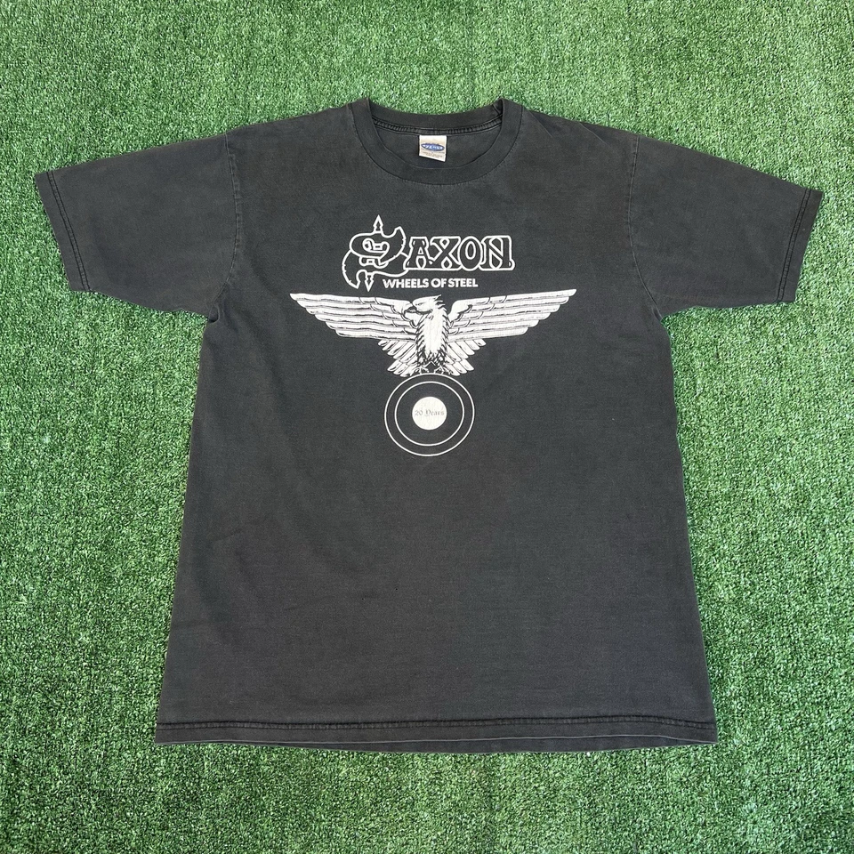 VTG Y2K 2000 Wheels of Steel English Heavy Metal Band Faded Black T-Shirt Large - Image 2 of 4