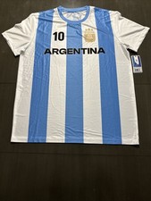 Argentina Shirt Mens Large Messi 10 Blue White Soccer Jersey AFA Official