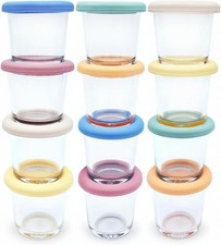4oz Borosilicate Glass Baby Food Storage Jars with Silicone Lid Strong Glass