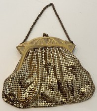 Whiting  Davis Vintage Mesh Sequin Purse - Classy Gold Clutch Bag Formal