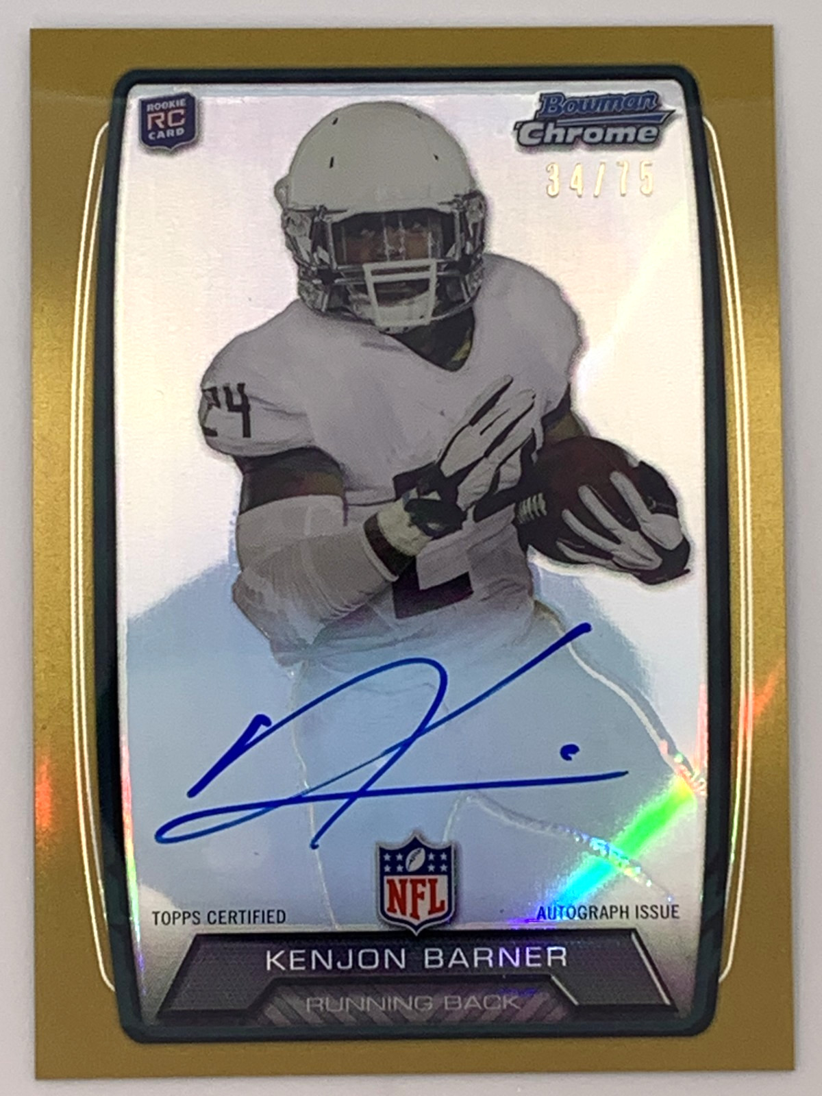Kenjon Barner Bowman Chrome Rookie Autograph #KB Gold Refractor