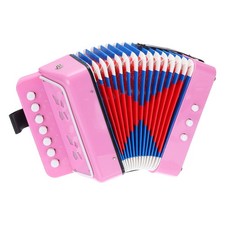 Accordion 10 Keys Button Accordion Mini Musical Instrument Toys Gifts Pink