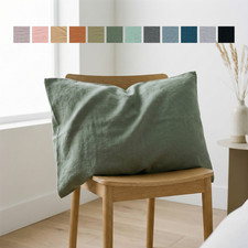 Softened Linen Pillow Case Stonewashed Pillowcase Queen King Standard Euro Sham
