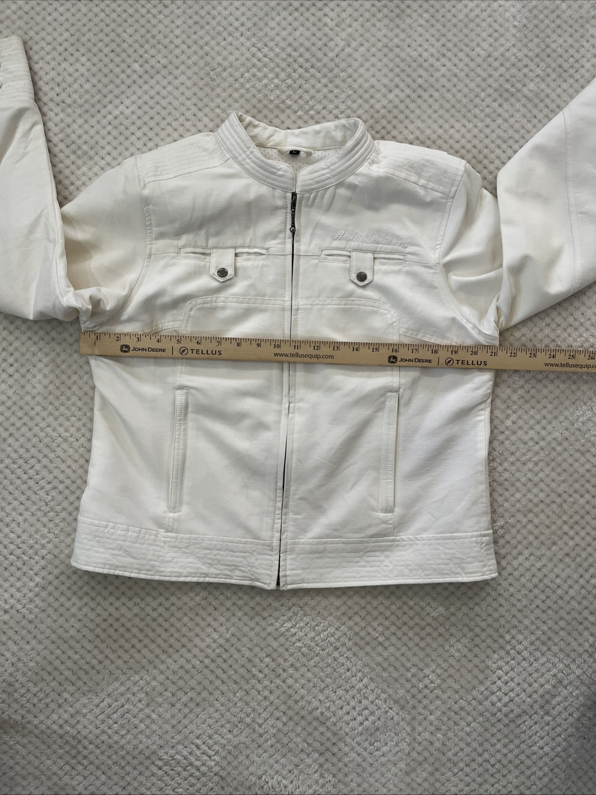 Harley Davidson Rhinestone Jacket Throwback White… - image 15