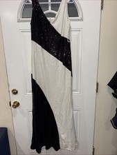 Lauren Ralph Lauren Sequin Evening Gown Dress Size 14 Black White