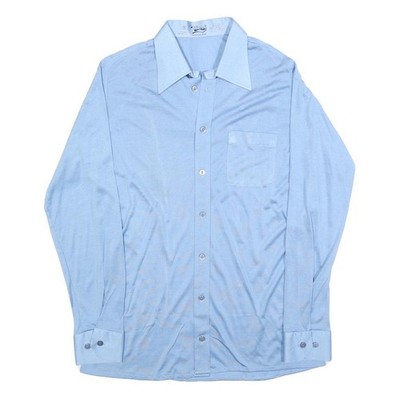 LIBERO Herren Blau Hemd S Button-Down Kragen Langarm Polyester