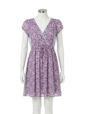 Princess Vera Wang Purple Floral Chiffon Wrap Mini Dress Coquette Fairy XL
