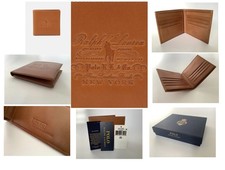Polo Ralph Lauren Smooth Brown Tan Heritage top quality Leather Billfold Wallet