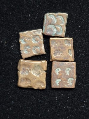 Ancient India Mauryan RARE Copper Punch Mark Ujjaini Region 250-100 BCE Lot Of 5