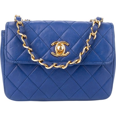 Chanel Quilted Lambskin 24K Gold Mini Single Flap Crossbody Bag Coco CC Tasche