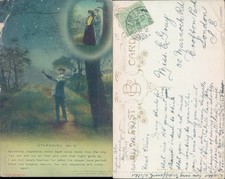 Couple with starry background Bamforth Co 1909 postmark Romance Fantasy
