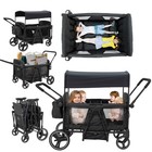Wagon Stroller for 4 kids Lightweight folding baby stroller&with Mom's bag