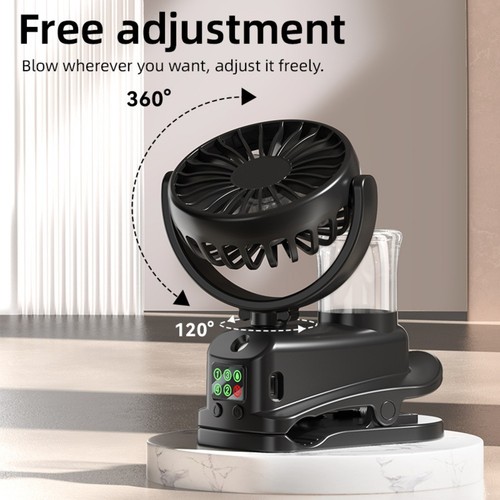 Mini Clip on Fan with 4 Speed Control 360 Degree Adjustable for Everyday Use - Bild 10 von 14