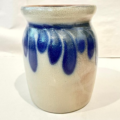 #ad Beaumont Brothers Pottery 1992 Salt Glaze Stoneware Crock Cobalt Drip Decoration $26.99