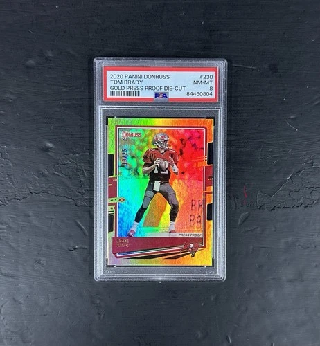 2020 Panini Donruss Tom Brady Gold Press Proof Die-cut /25 PSA 8