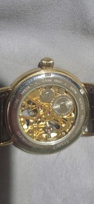 Stauer Men s Automatic 5 ATM 40mm Gold Dial Roman Numerals Black Leather