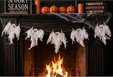 Halloween Ghost Garland: 6Ft Rustic Garland 6 Ft, White