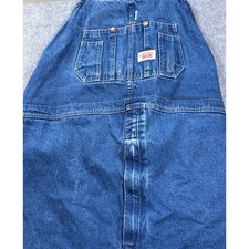 Round House Lot 980 Mens Blue Denim Bib Overalls Size 56x32 Workwear Cotton