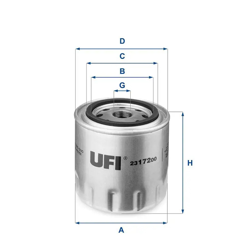 Oil filter Spin-on Filter 23.172.00 UFI for FIAT PIAGGIO