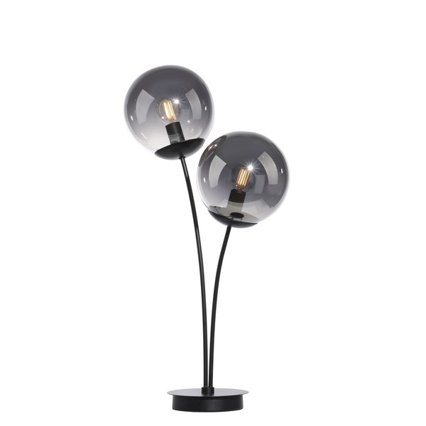 Tischleuchte Schlafzimmer Glas Schirm Rauchgrau 60 Cm Groß E14 Lampe Nachttisch-image