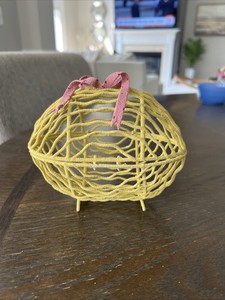 Yellow Metal Hinged Easter Egg Decoration Wedding/Shower Party Centerpiece