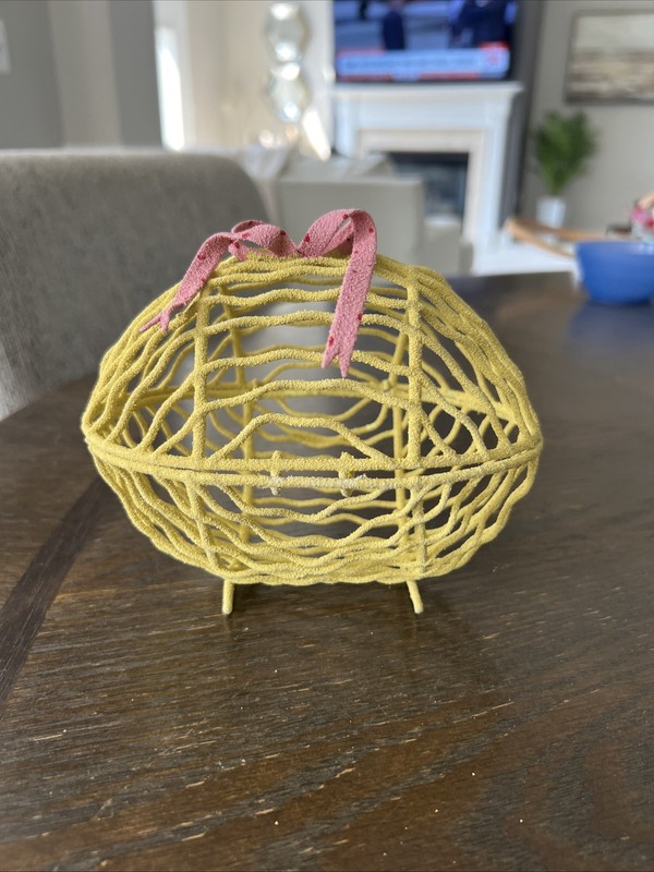 Yellow Metal Hinged Easter Egg Decoration Wedding/Shower Party Centerpiece