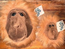 Vintage Plush Orangutang Head Wall Hanging Set Beverly Hills Teddy Bear Co NWT