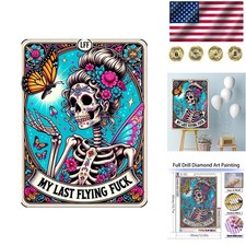 Art Deco 5D Skull Diamond Painting Kit - Stress Relief DIY Craft for Adults