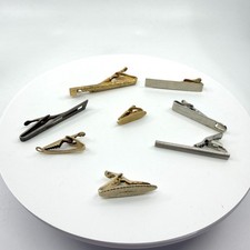 Vintage Men's Tie Clip Lot of 8 Gold & Silver Tone Minimalist Accessories Set