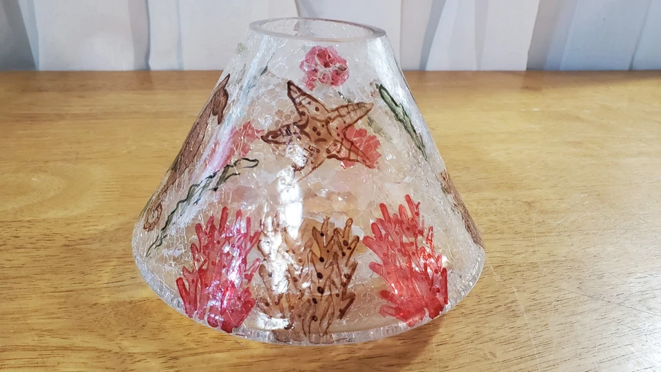 Yankee Candle Jar Shade Topper - Vidrio Crackleado Bajo el Agua Océano Sea Horse Foto 3 de 4