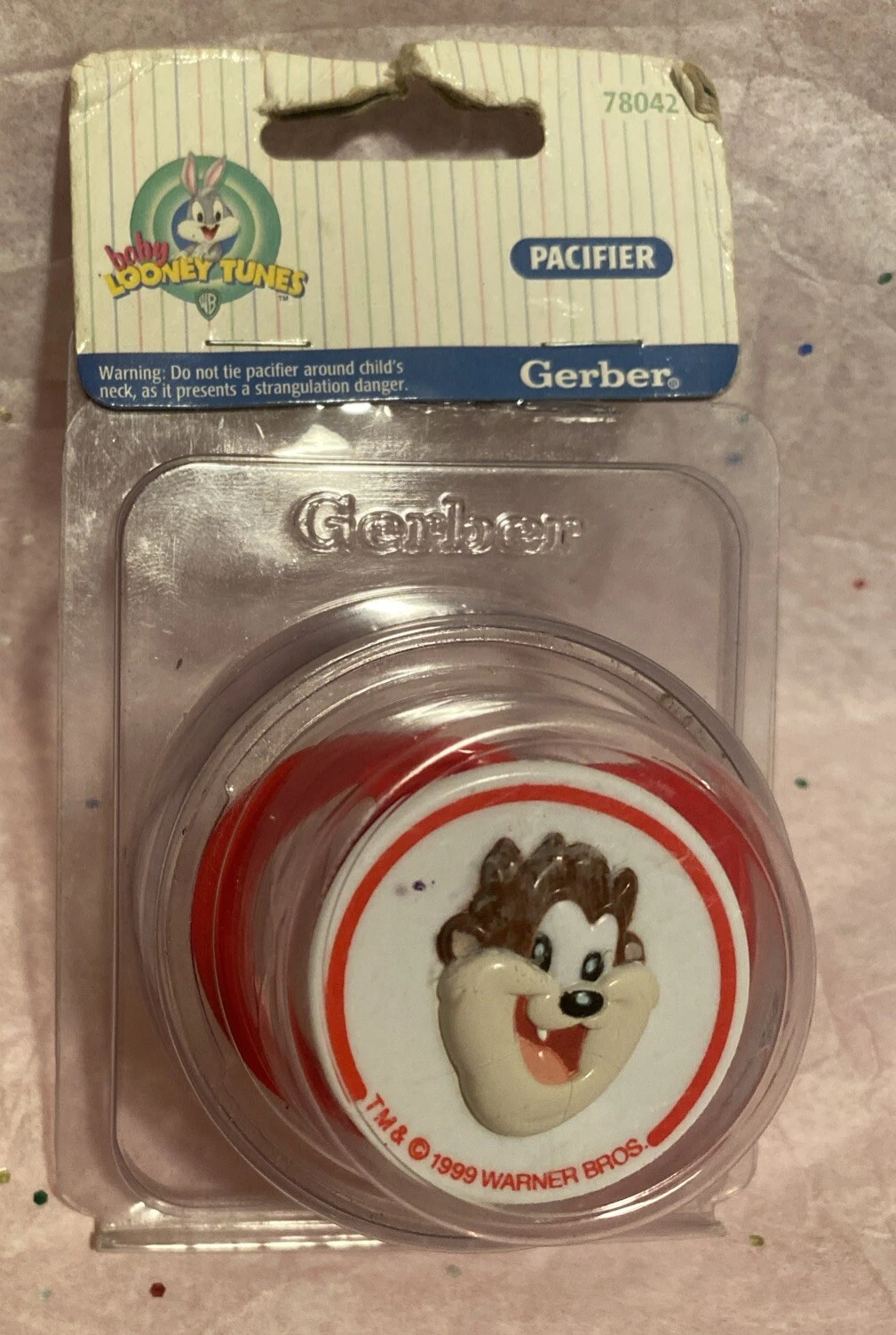 Vintage Gerber Baby Pacifiers 1997 Latex Nipple Tasmanian Devil SoftCenter Ortho