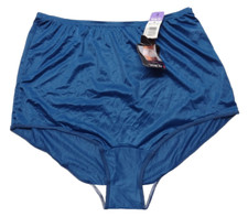 NWT Vanity Fair 8 15712 Hi Waist Nylon Brief Satin Memphis Blue Panty VTG