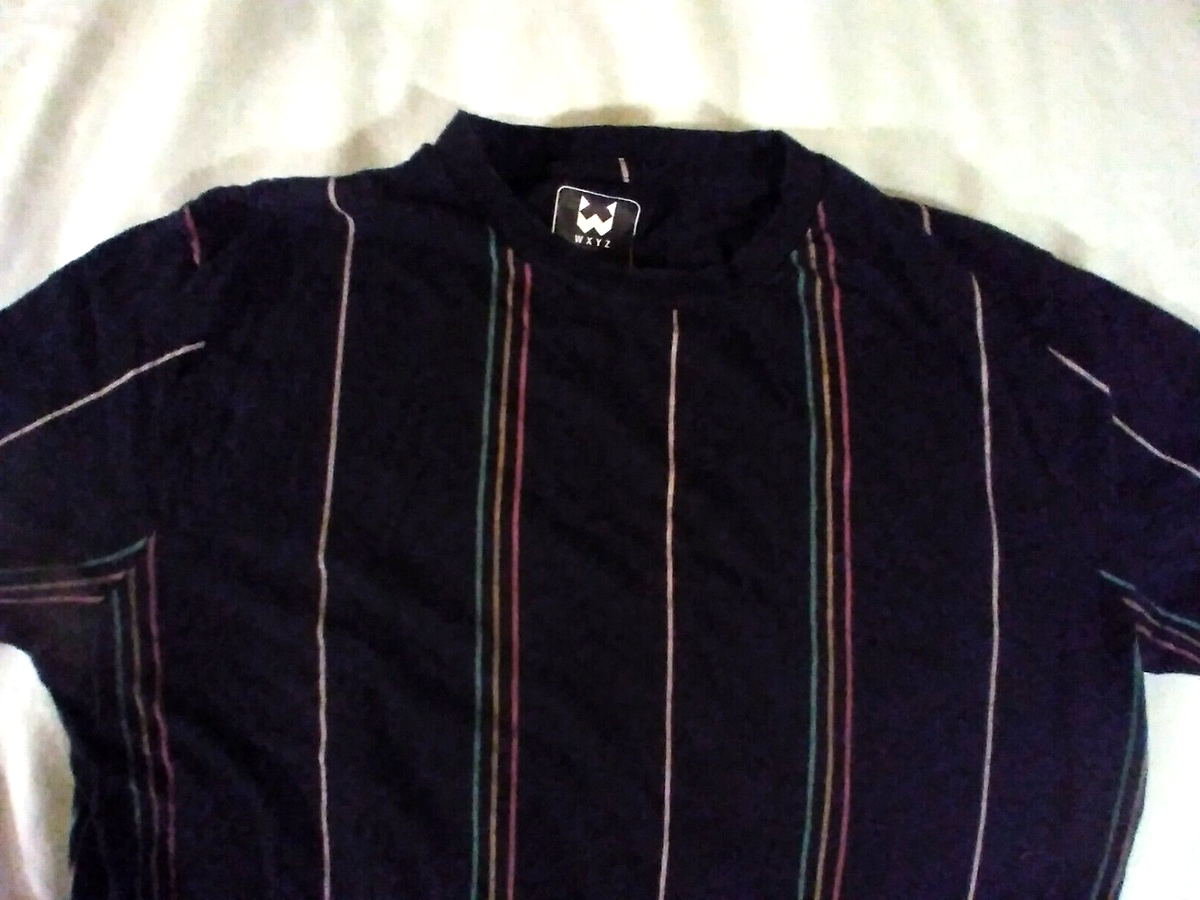 WXYZ Mfg. Co., Black w/Colored Stripes Casual Short Sleeve WXYZ Mfg. Co., Black w/Colored Stripes Casual Short Sleeve