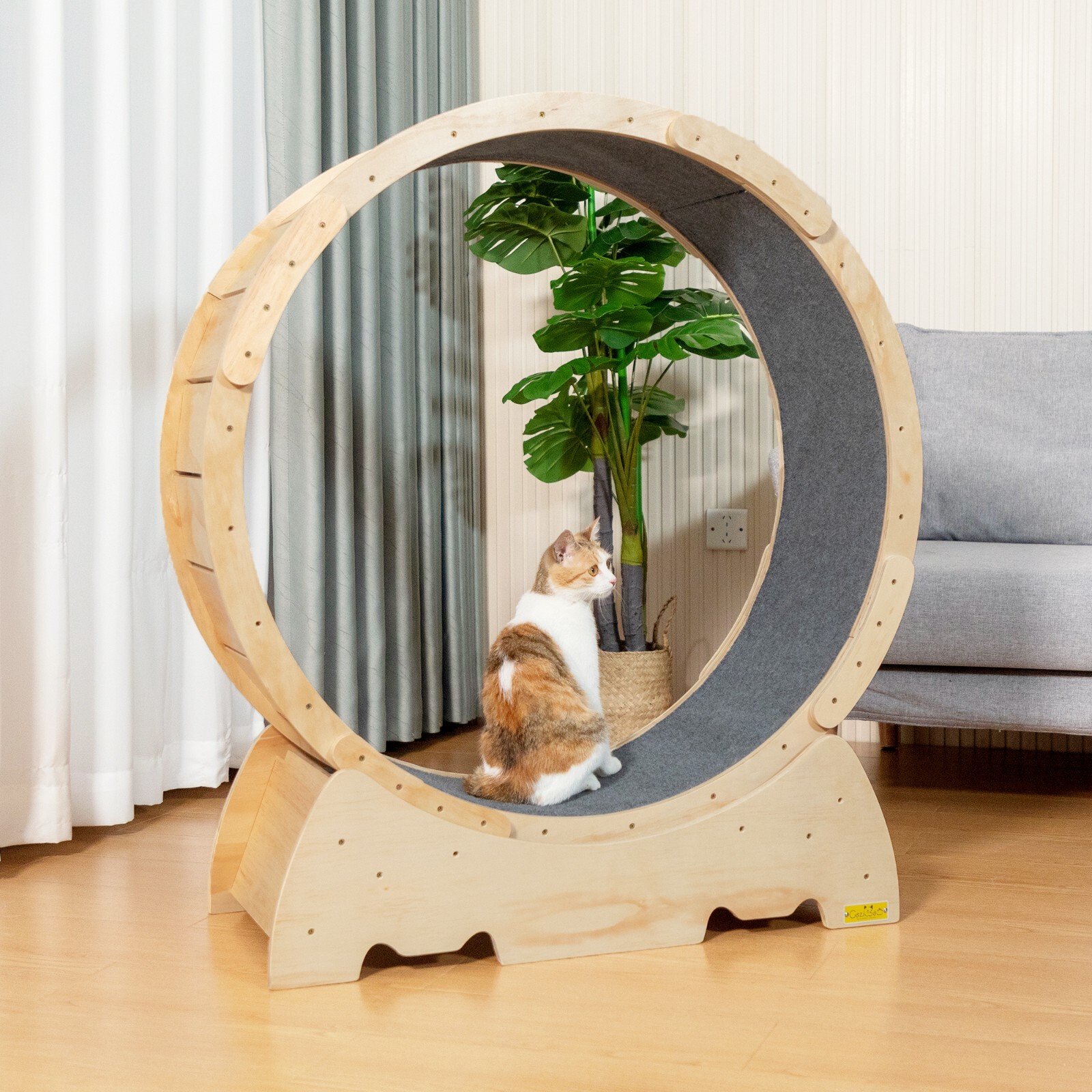 COZIWOW Wooden Cat Exercise Wheel Indoor Treadmill Interactive Cat Toy