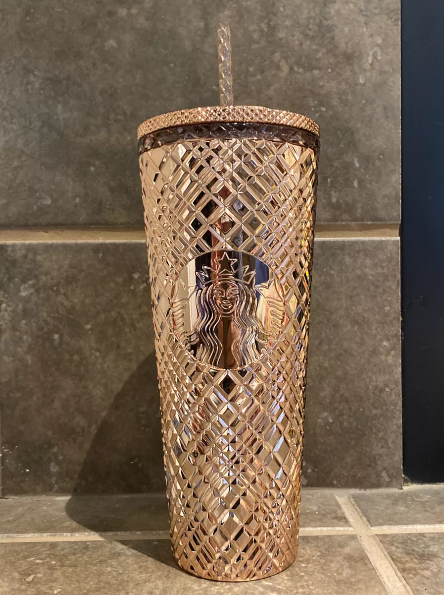 New Starbucks 2023 Winter Holiday Jeweled 24oz Tumbler Cold Cup - Rose Gold