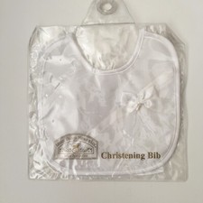 Christening Bib Girls White Nylon Organza Bib with Ties
