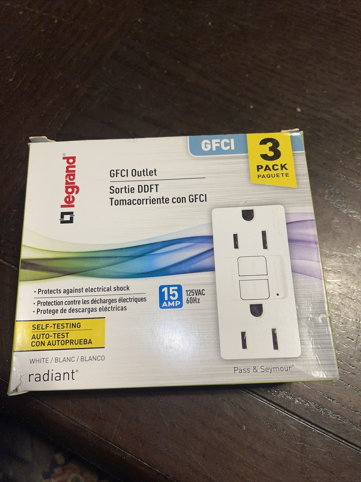 3 Plugs, Legrand Radiant 15 AMP GFCI Outlets (Self Test) WHITE